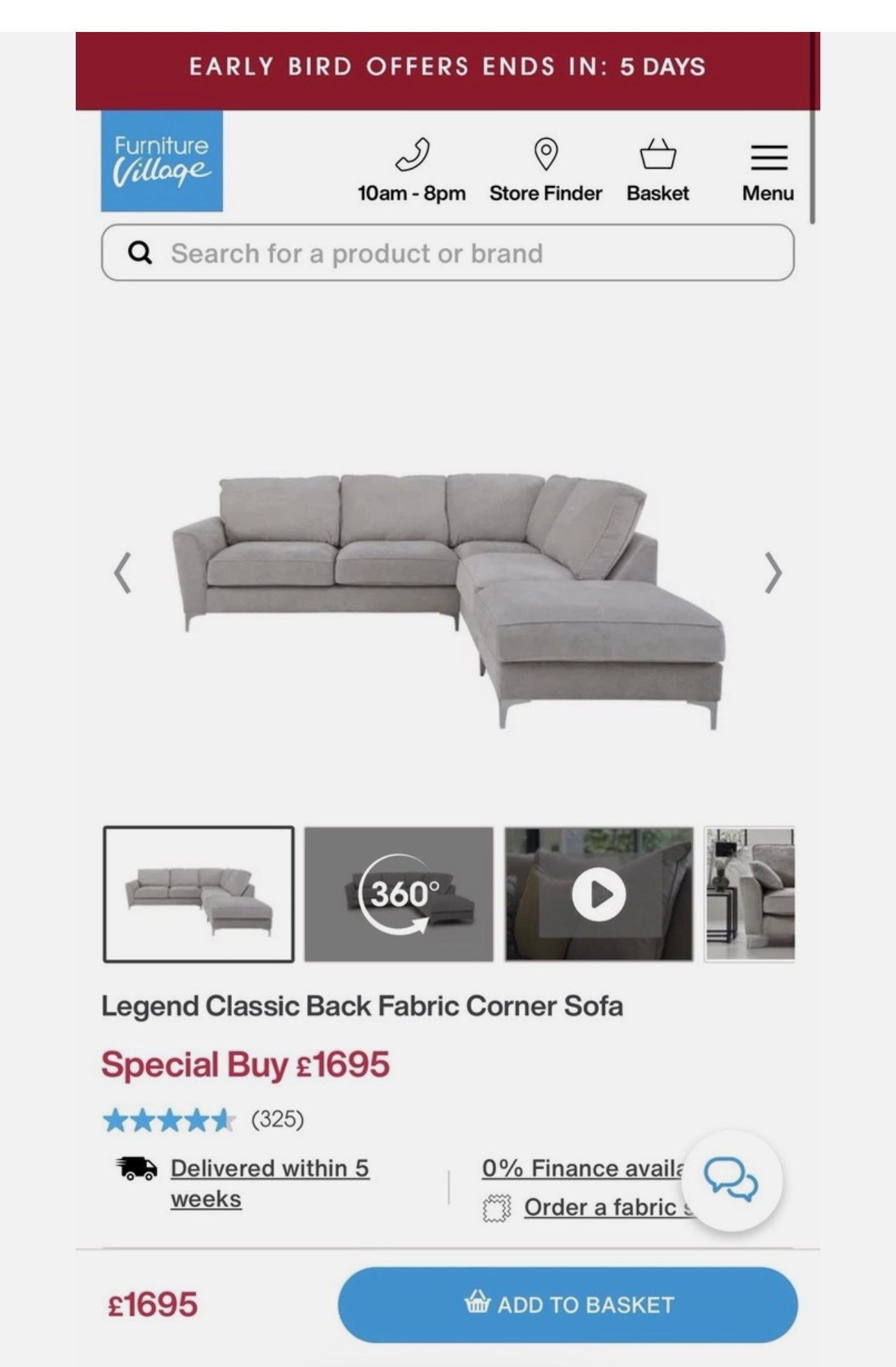 Furniture Village ‘Legend’ RHF Corner Classic Back Sofa - RRP £1695