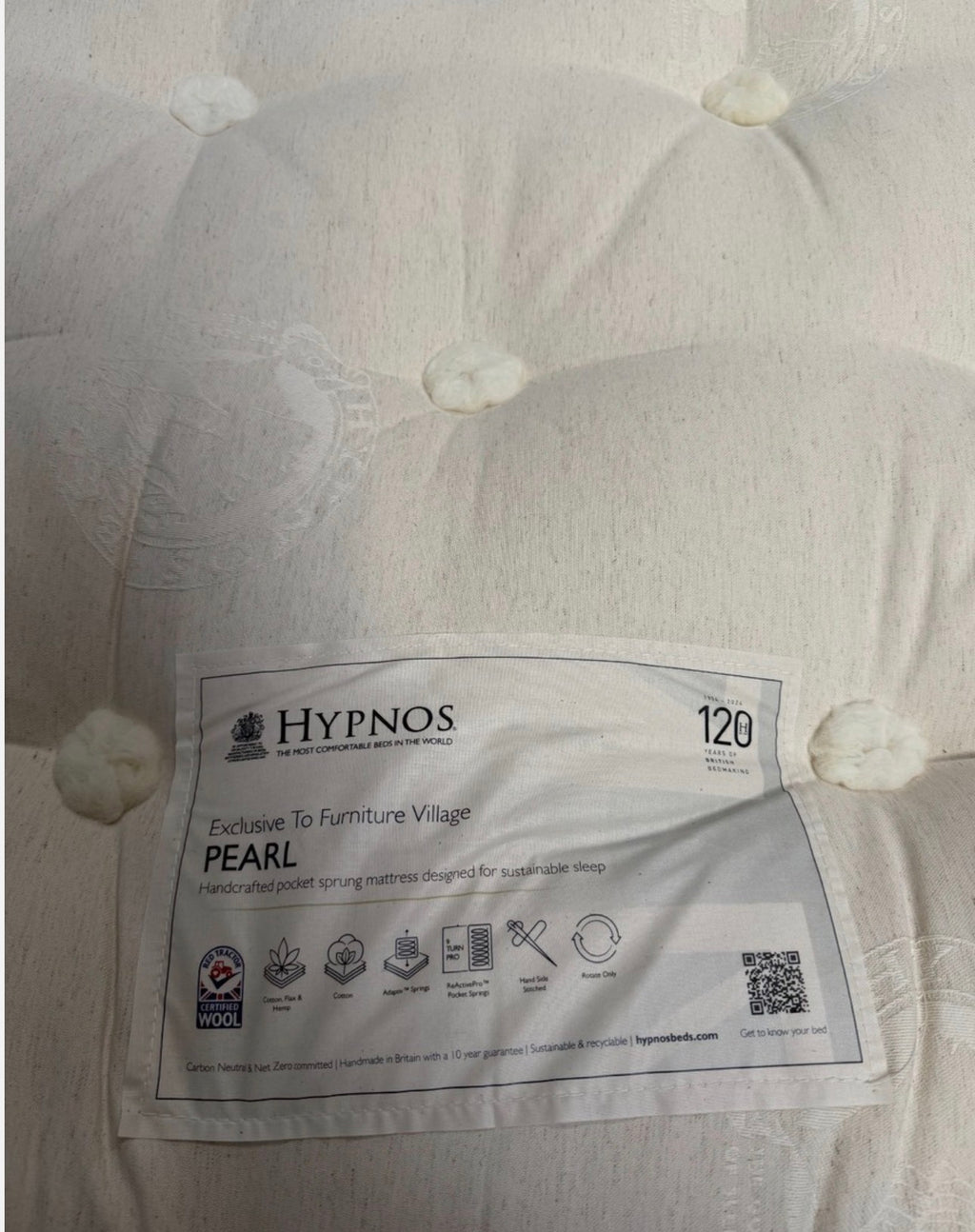 Hypnos Bespoke Pearl Pillowtop 4ft (Small Double) Mattress - RRP £2499