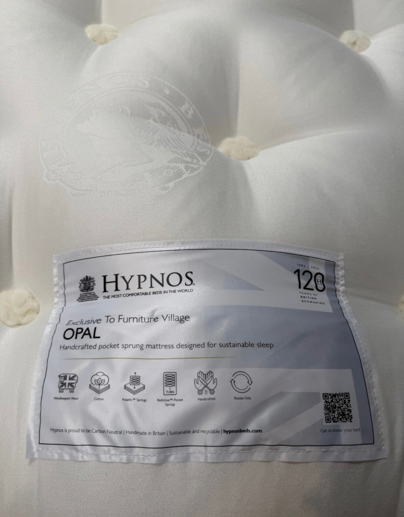 Furniture Village Hypnos Bespoke Opal Pillowtop 4ft6 Double Mattress - RRP £1649
