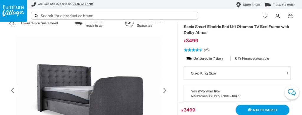 Furniture Village Dolby Atmos 'Sonic' Electric Ottoman 5ft TV Bed - RRP £3799