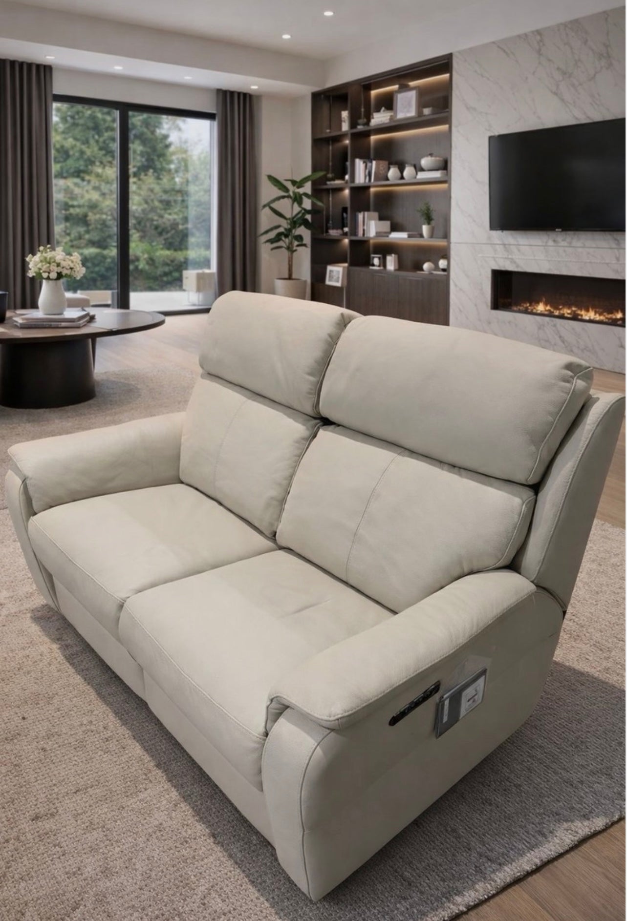 Vito 2 Seater Recliner + Power Headrests & Lumbar Leather Sofa - RRP £3545