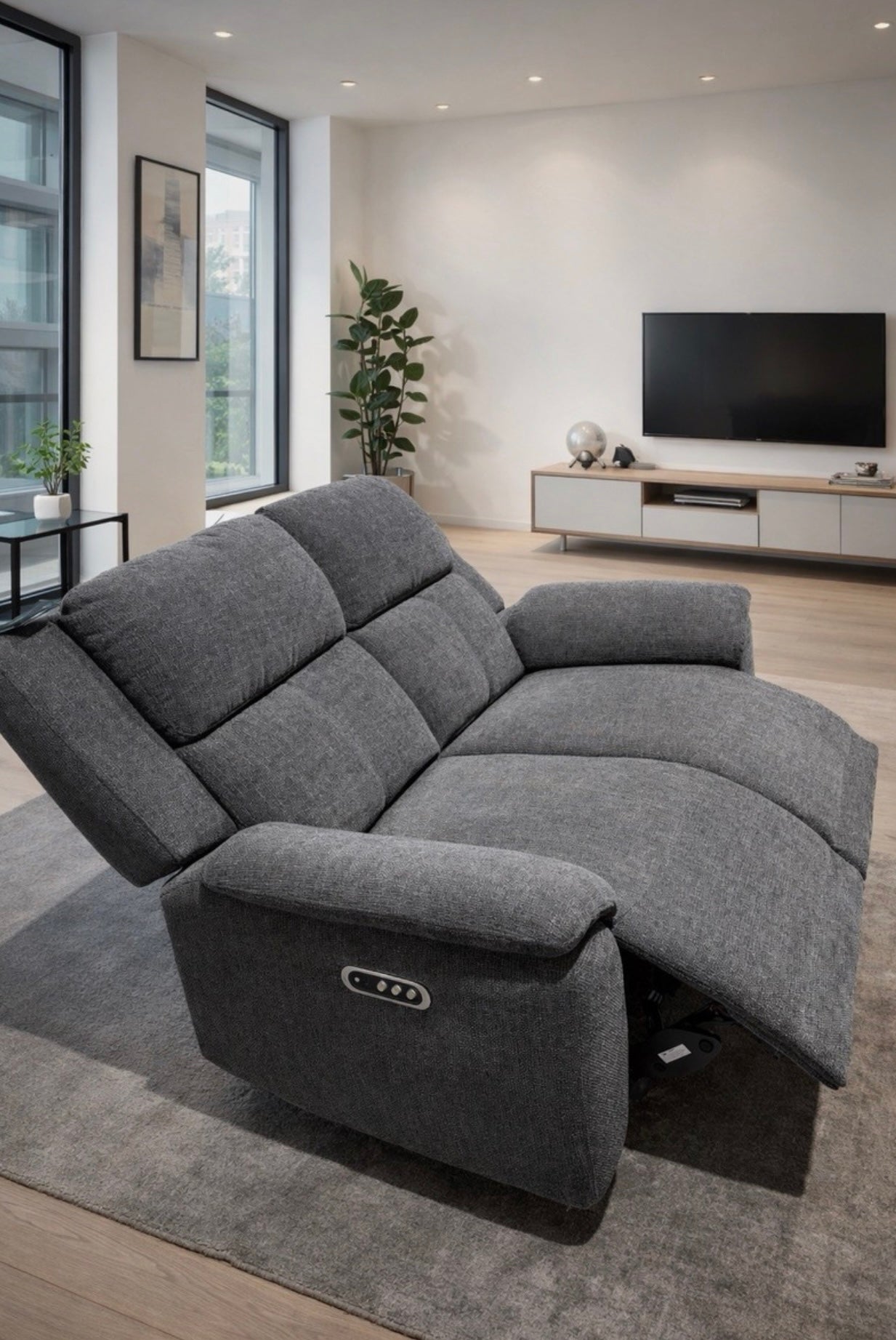 Nicoletti Vito Fabric 2 Seater Power Recliner Sofa