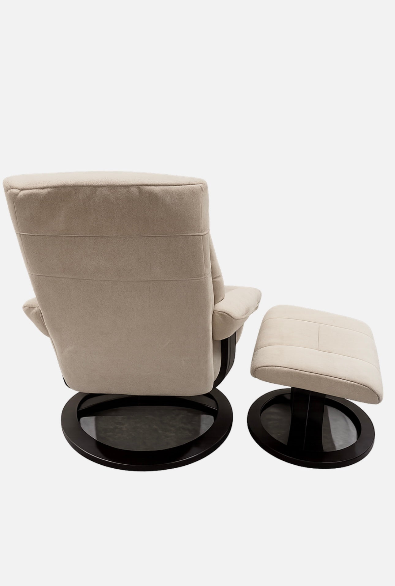 'Furniture Village' Beige Fabric Swivel Chair and Footstool / RRP £995